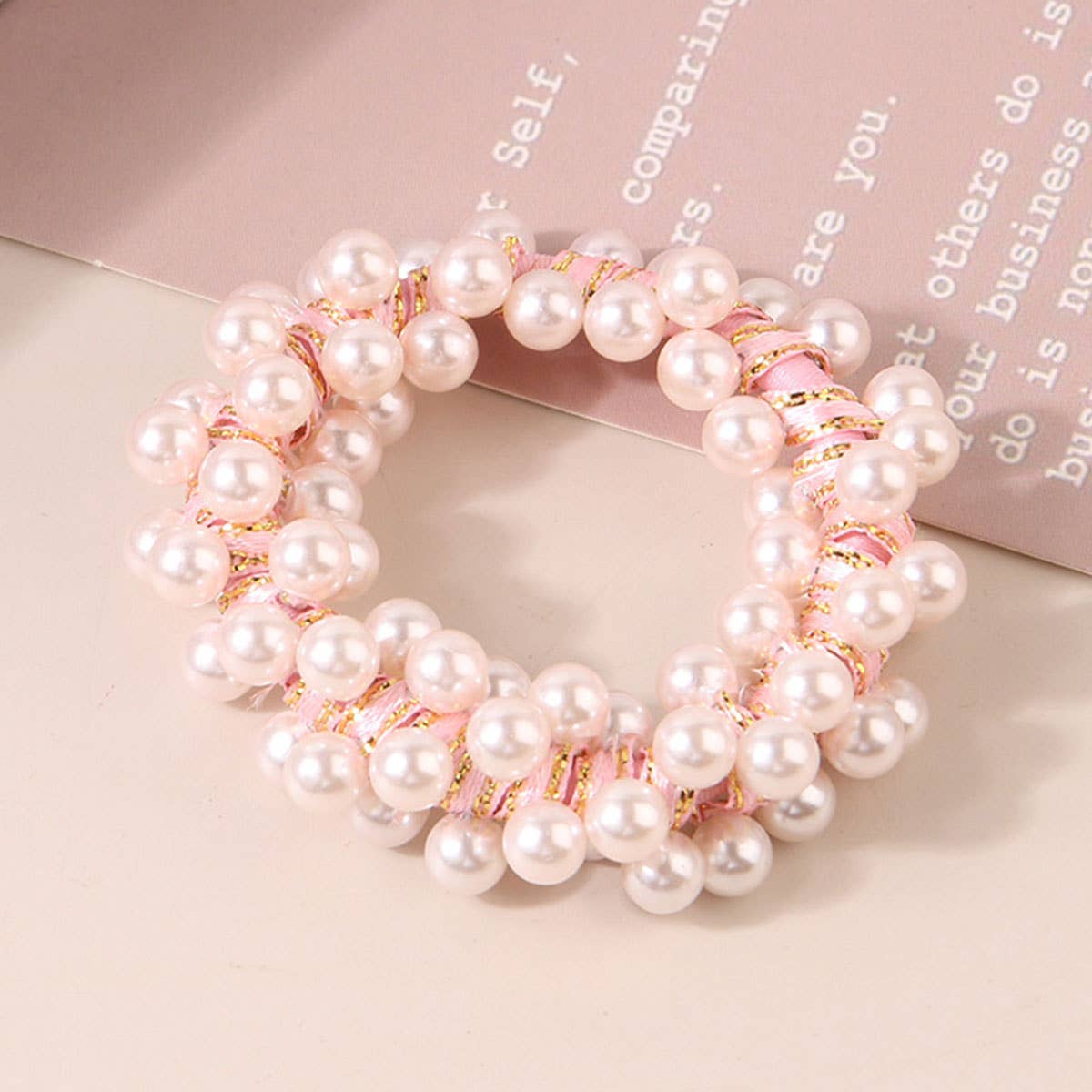ROSE PEARL HAIR TIES SCRUNCHIES STRETCH HAIR ROPE_CWAHA0407
