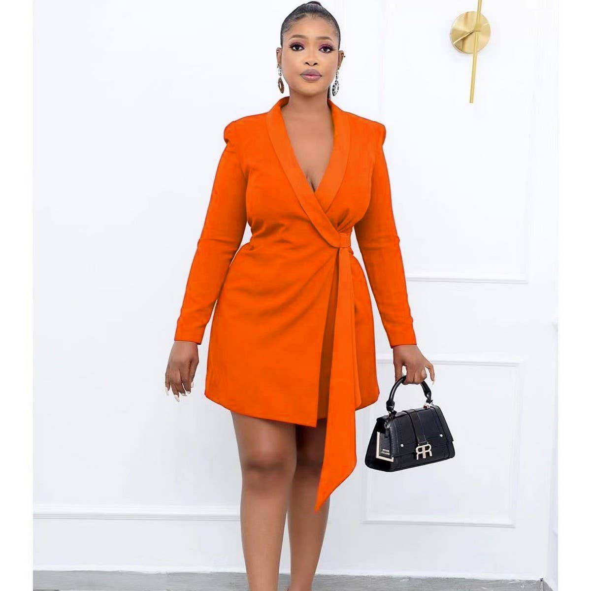 SLIM FIT TIE-STRAP SUIT SKIRT PLUS SIZE DRESS_CWDSD6168