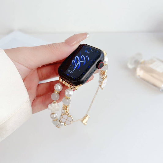 APPLE WATCH9-1 FOUR-LEAF CLOVER CAT'S EYE BEADSTRAP_CWWW0063