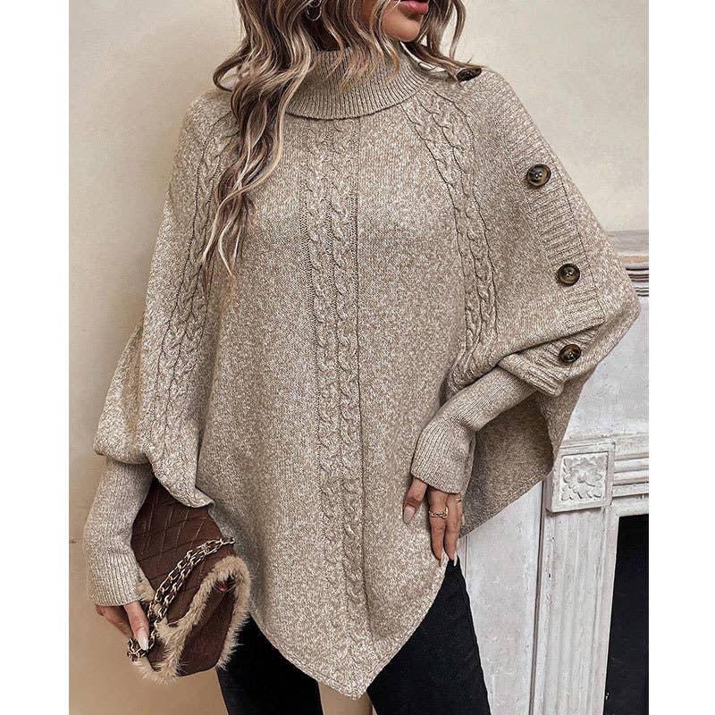 STYLISH HIGH-NECK LONG-SLEEVED BATSLEEVE KNITWEAR