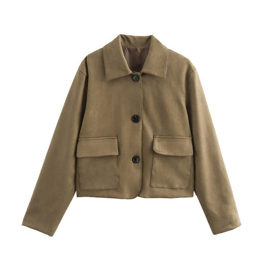 STYLISH SUEDE BOMBER JACKET FOR WOMEN