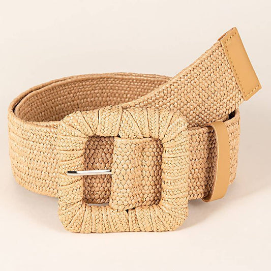 WOVEN SQUARE BUCKLE ELASTIC WAISTBAND_CWABE0438
