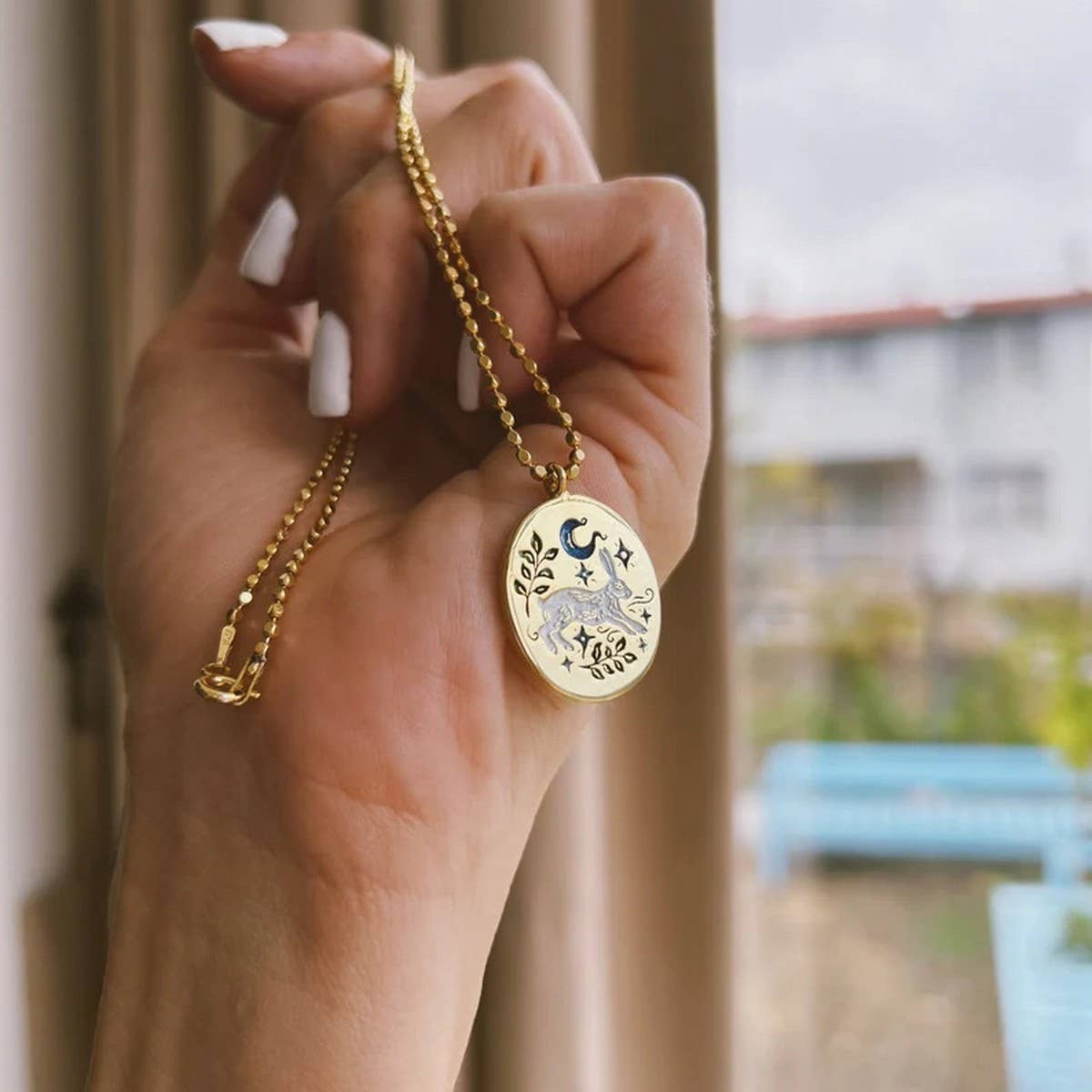 NEW HANDMADE RABBIT ELEMENT PAINTED NECKLACE