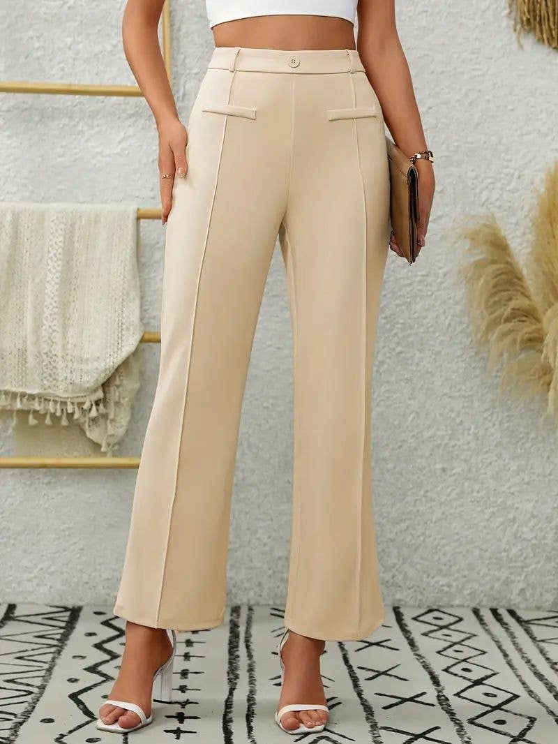 Trim stretch suit pants with front pockets