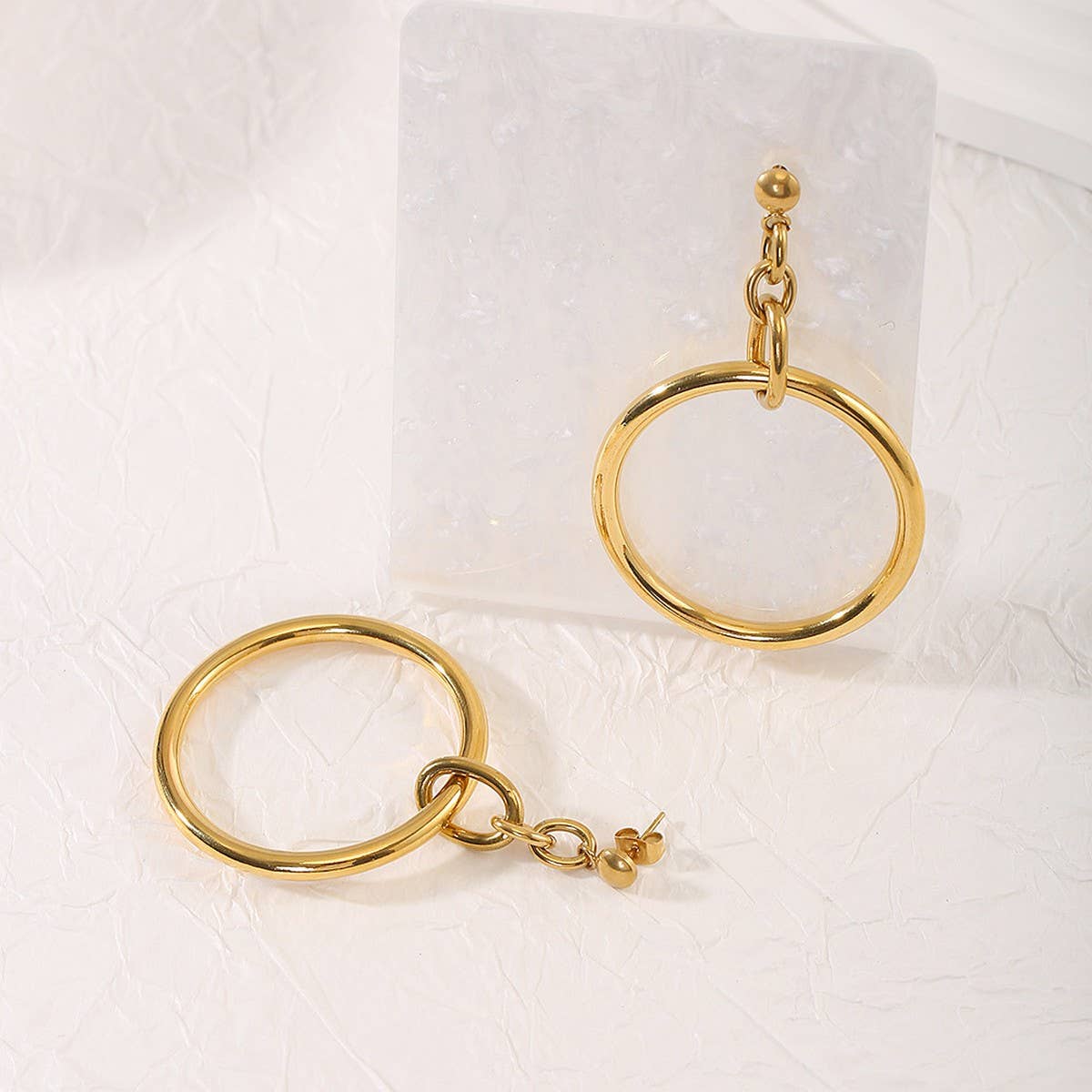Creative 18K Steel Hollow Circle Geometric Earrings