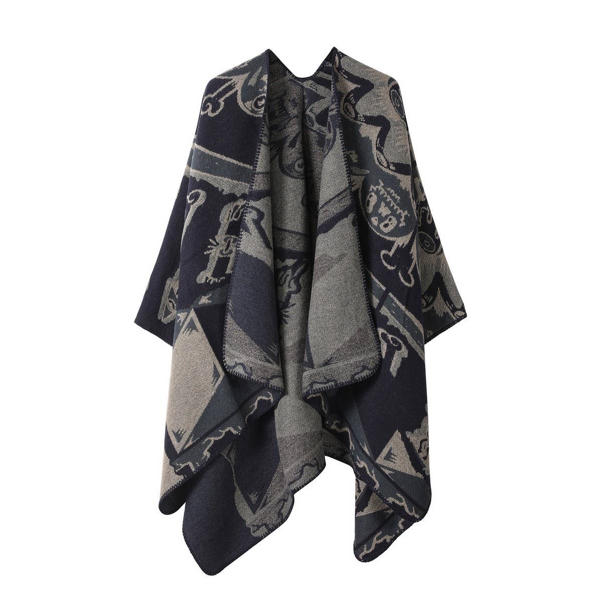 CAPE DARK DOUBLE-SIDED WARM OUTER WEAR THICK SHAWL_CWASC2119