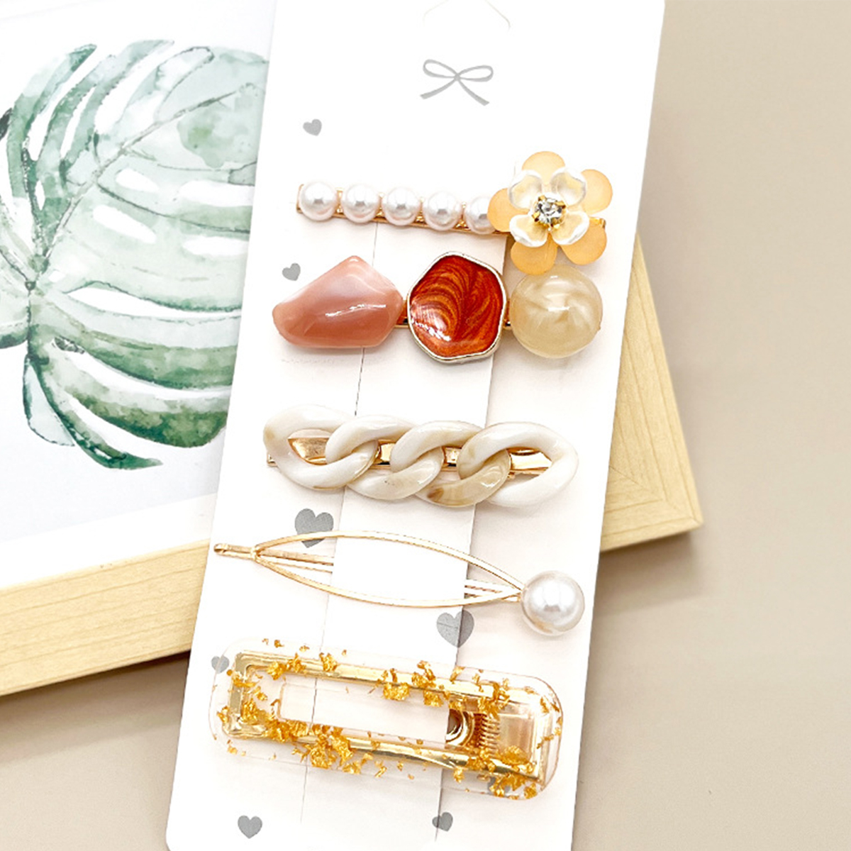 Rhinestone Pearl Hair Clip Set - Elegant Side Pin _CWAHA0159