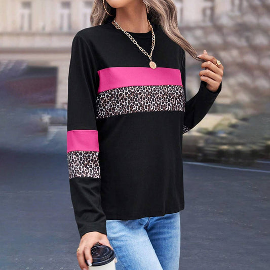 LEOPARD PRINT ROUND NECK CASUAL LOOSE T-SHIRT