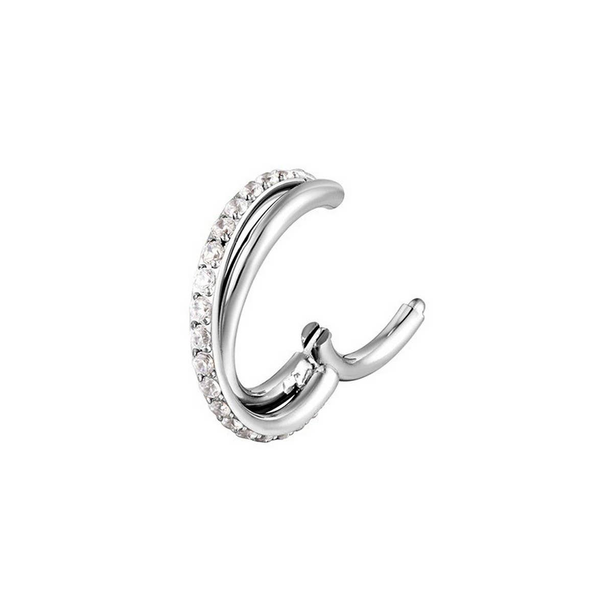 Double Row Zircon Closed Nose Ring Piercing