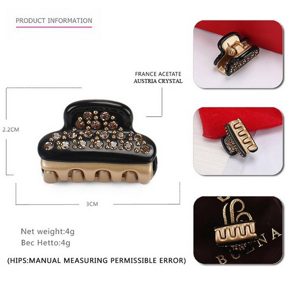 ACETATE DIAMOND MINI HAIR CLIP HAIR ACCESSORIES_CWAHA4241