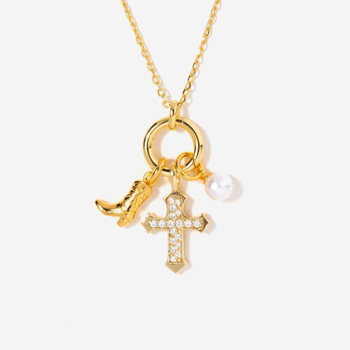 Basic loose chain heart round necklace_CWMM5711