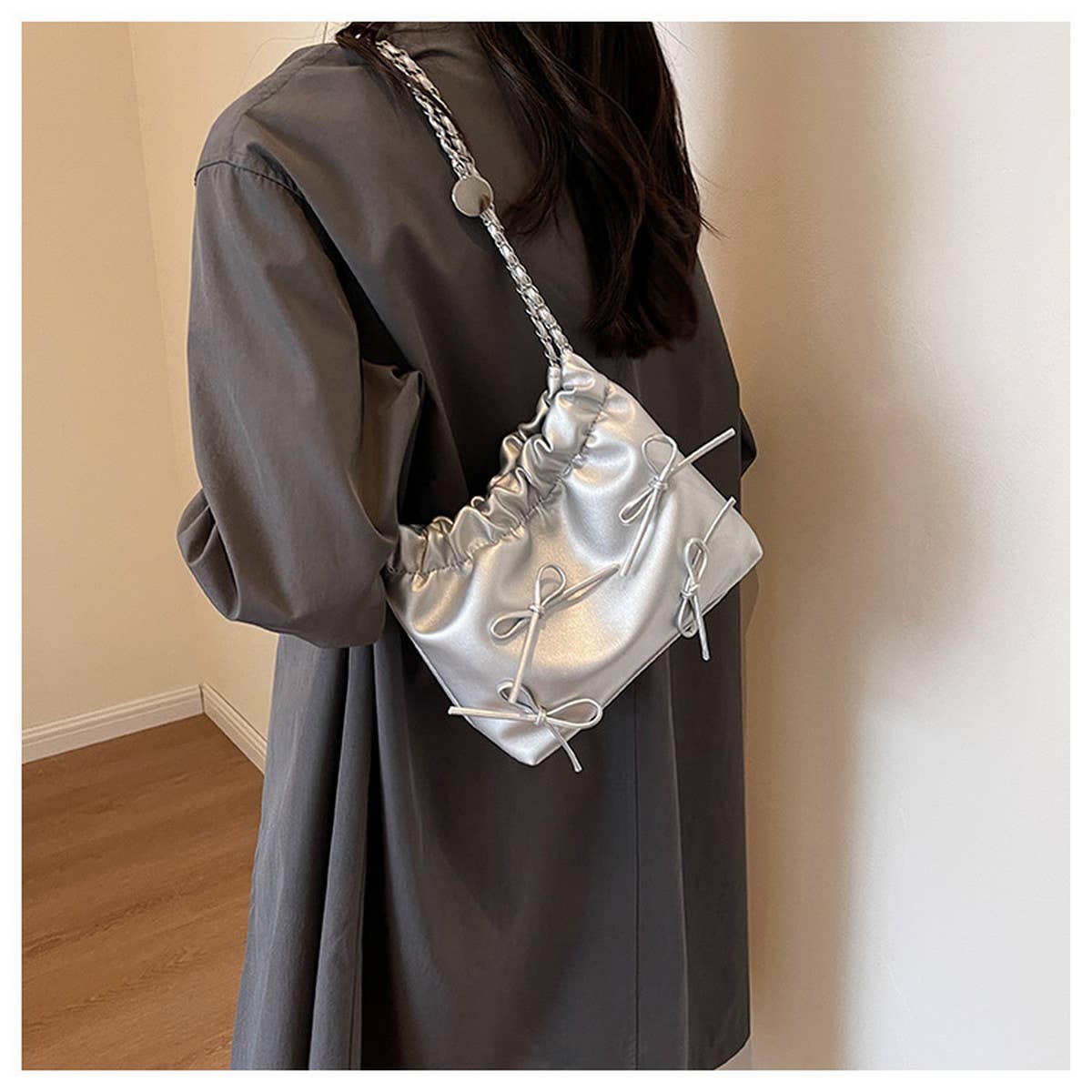 WOMEN BOW BUCKET BAG SHOULDER BAG_CWAB1562