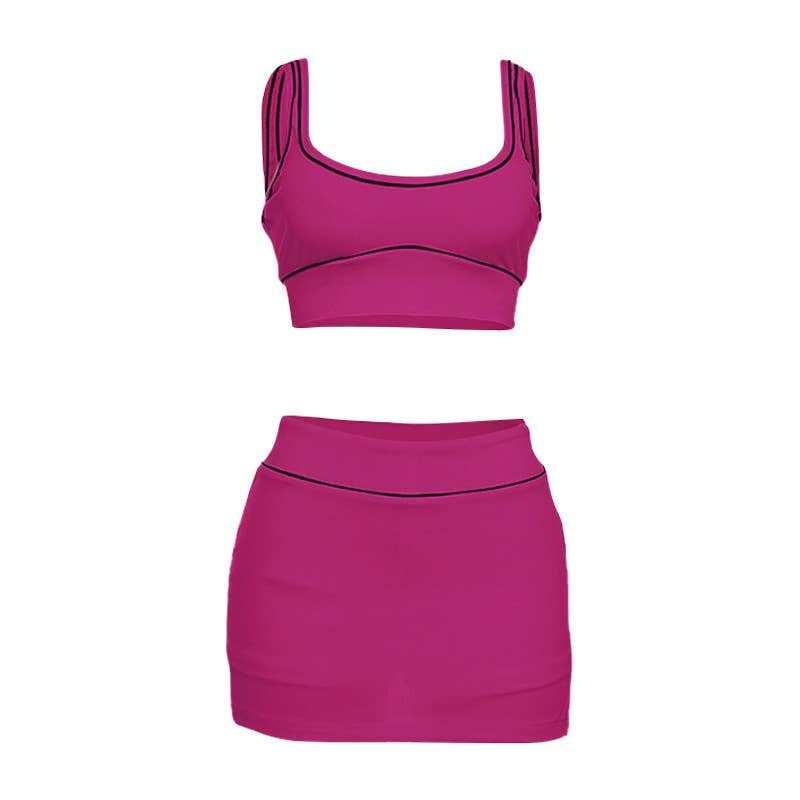 Sexy Crop Tank and Bodycon Skirt Sports Set