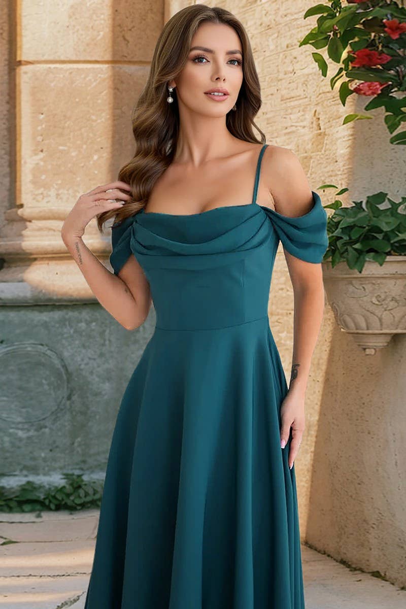 CWDMD6139_RUCHED SPAGHETTI STRAP A-LINE BODYCON DRESS