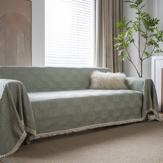 SOLID COLOR GEOMETRIC RETRO ELEGANT SOFA THROW_CWMM1655