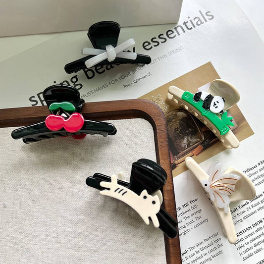 Cute Bow Cherry Acetate Hair Claw Clip for Girls