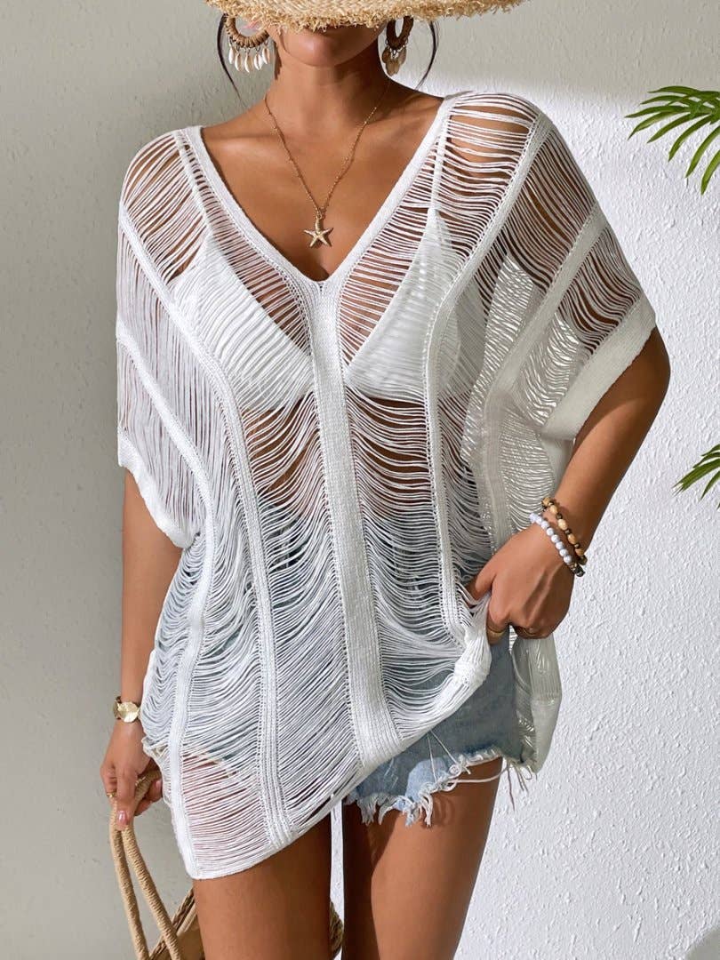 Knitted beach V-neck cut-out bikini for women