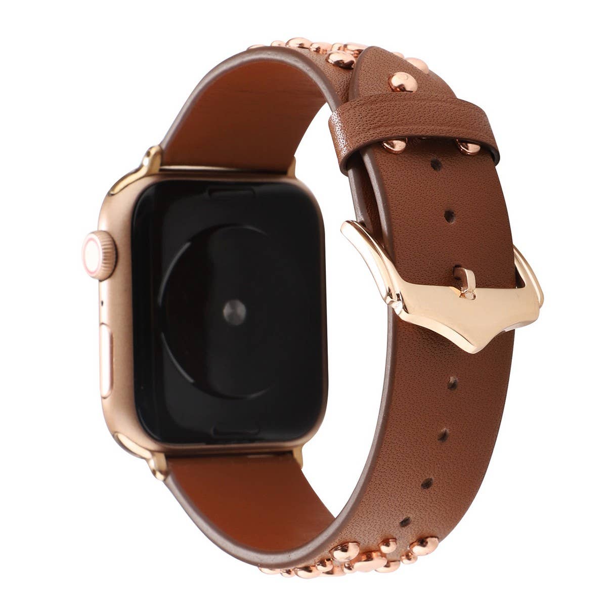IWATCH9-1IWATCH8 GOLD RIVET GENUINE LEATHER STRAP