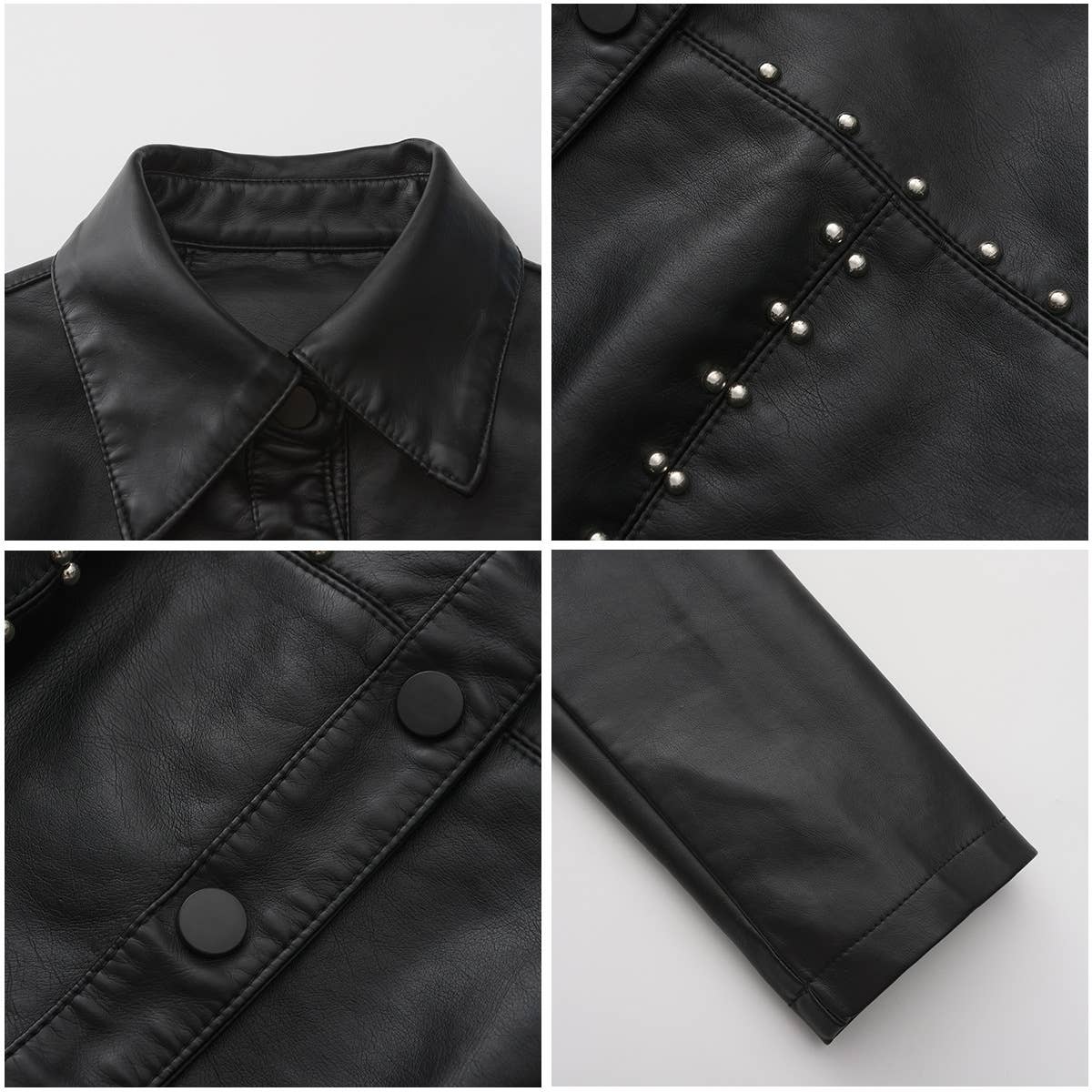 STUDDED LEATHER JACKET BUTTON LEATHER JACKET
