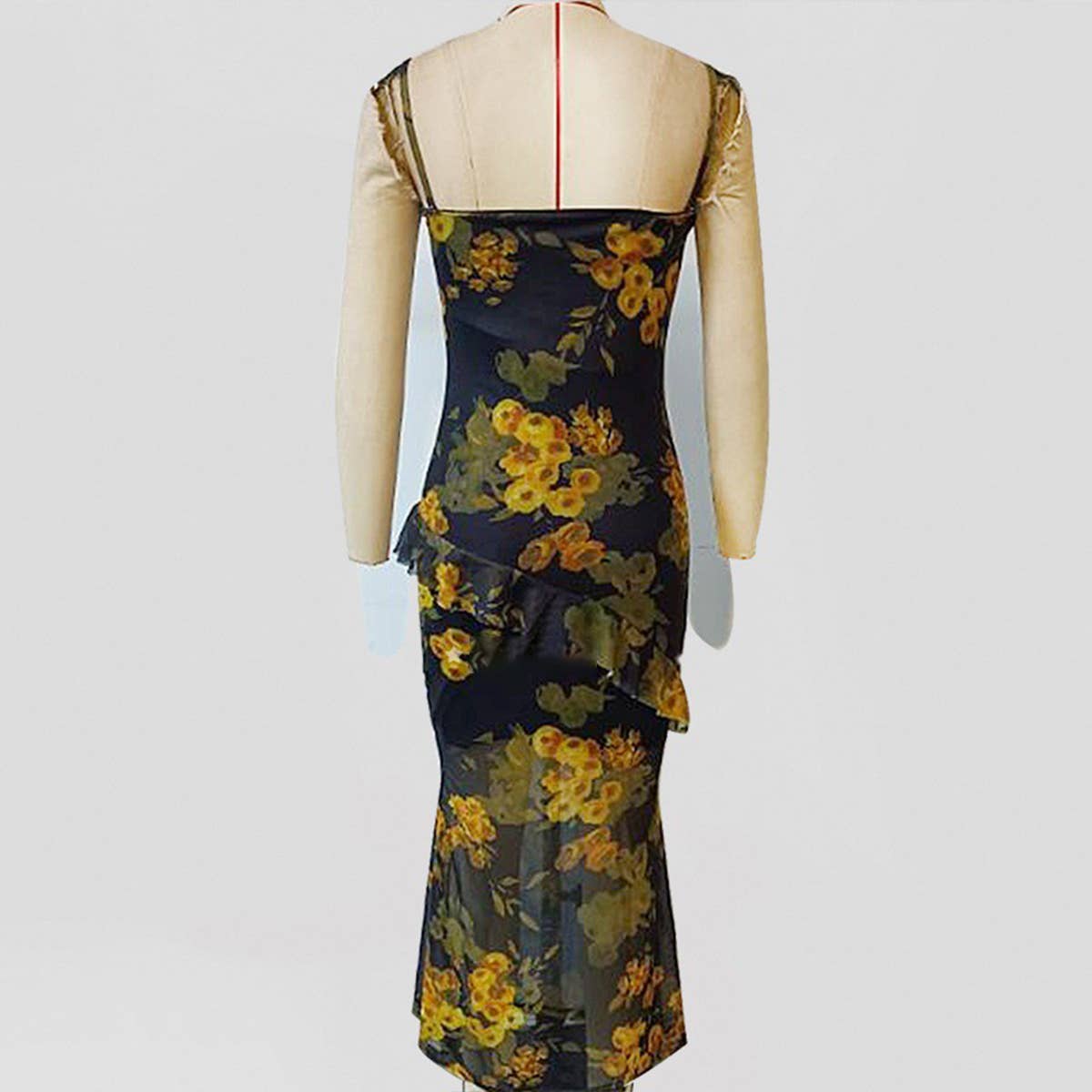 Tea break French printed ruffled halter dress