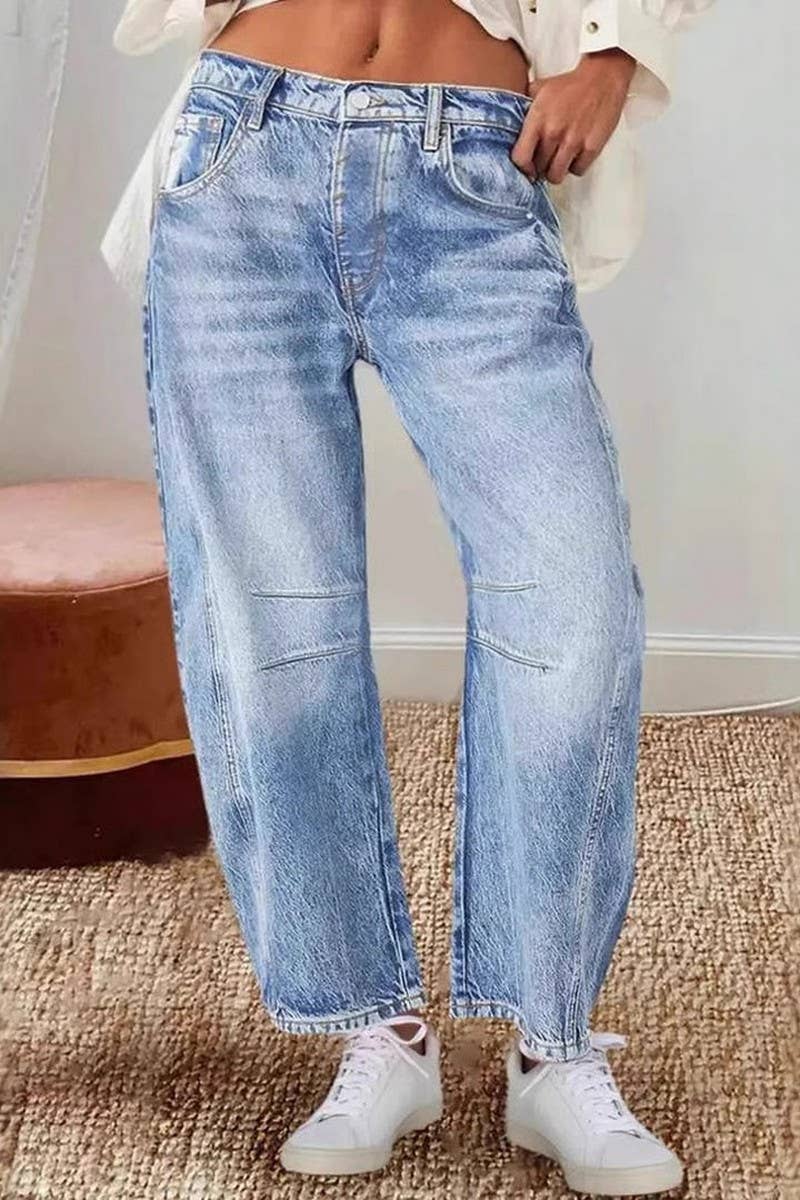 CWJP0593_HIGH WAIST LOOSE STRAIGHT WIDE LEG DENIM PANTS