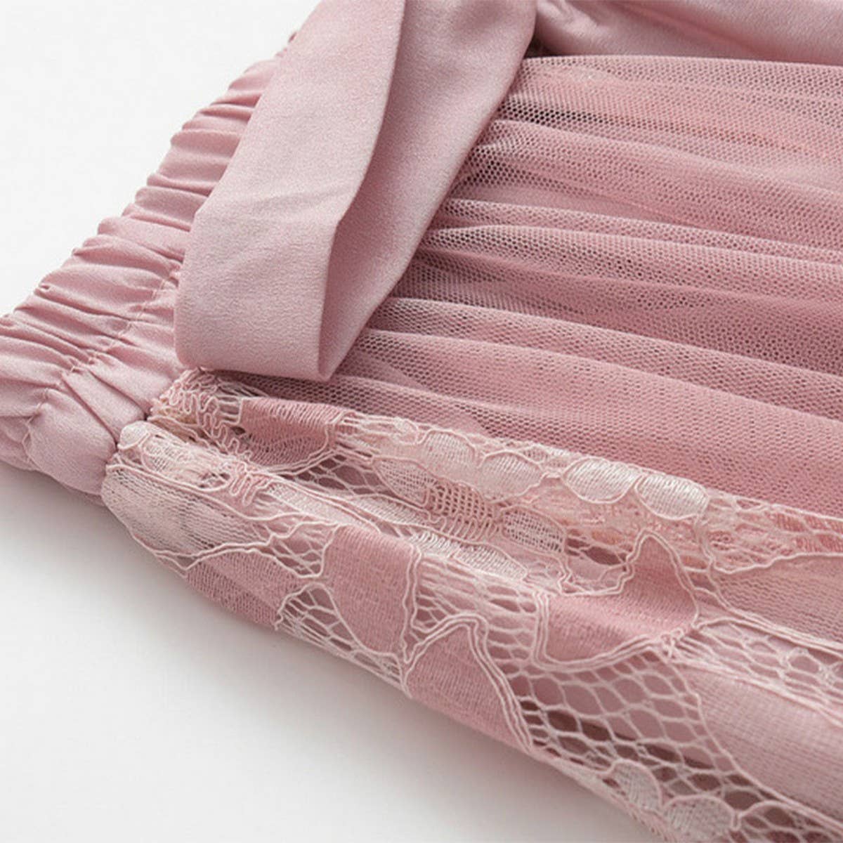 Lace Bow Tie Tulle Skirt with Embroidered Details