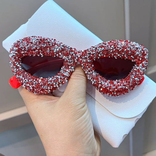 RED CANDY BUBBLE DIAMOND CAT EYE SUNGLASSES_CWASG0802
