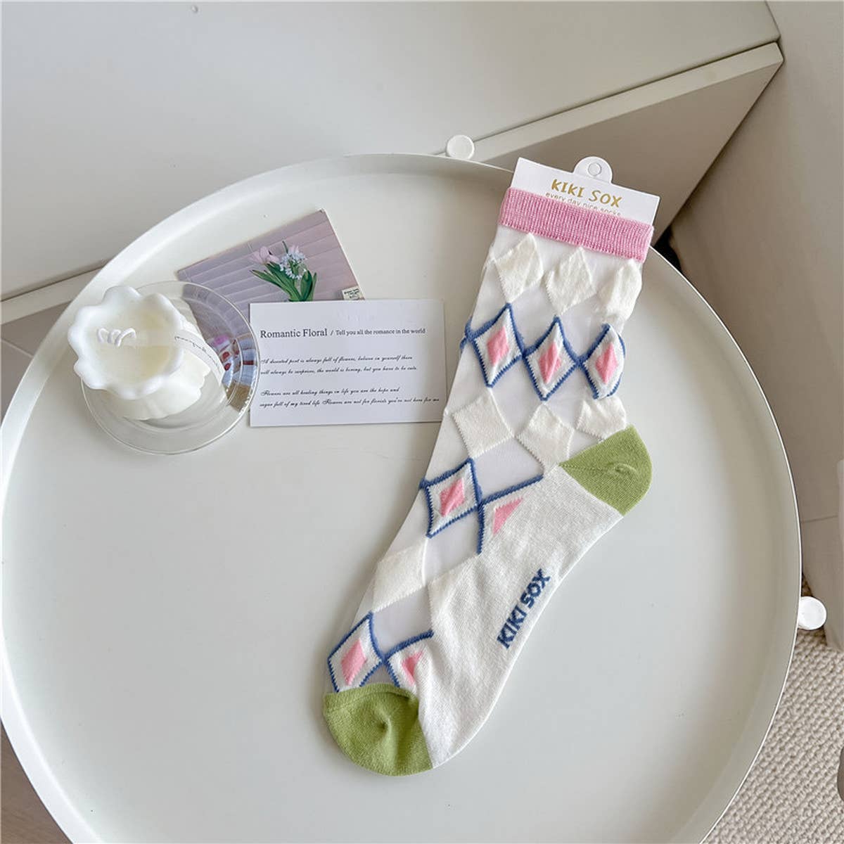 2024 NEW DIAMOND CHECK THIN SOCKS_CWMS0548