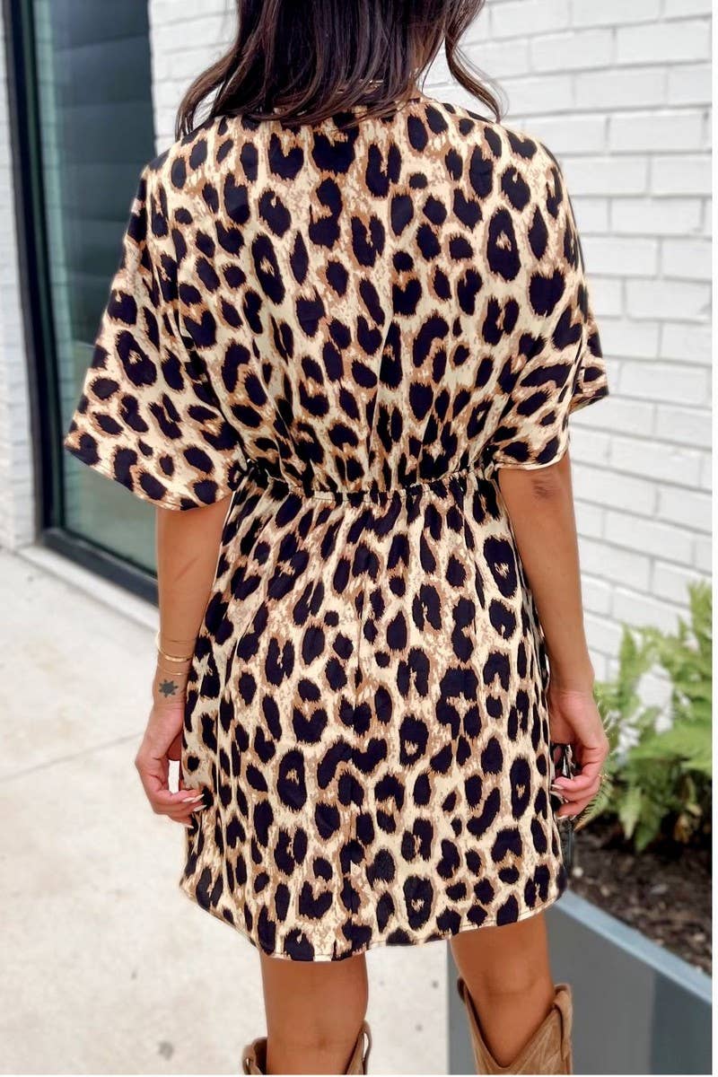 CWDSD8475_ELEGANT NON-ELASTIC WAIST BAT SLEEVE DRESS