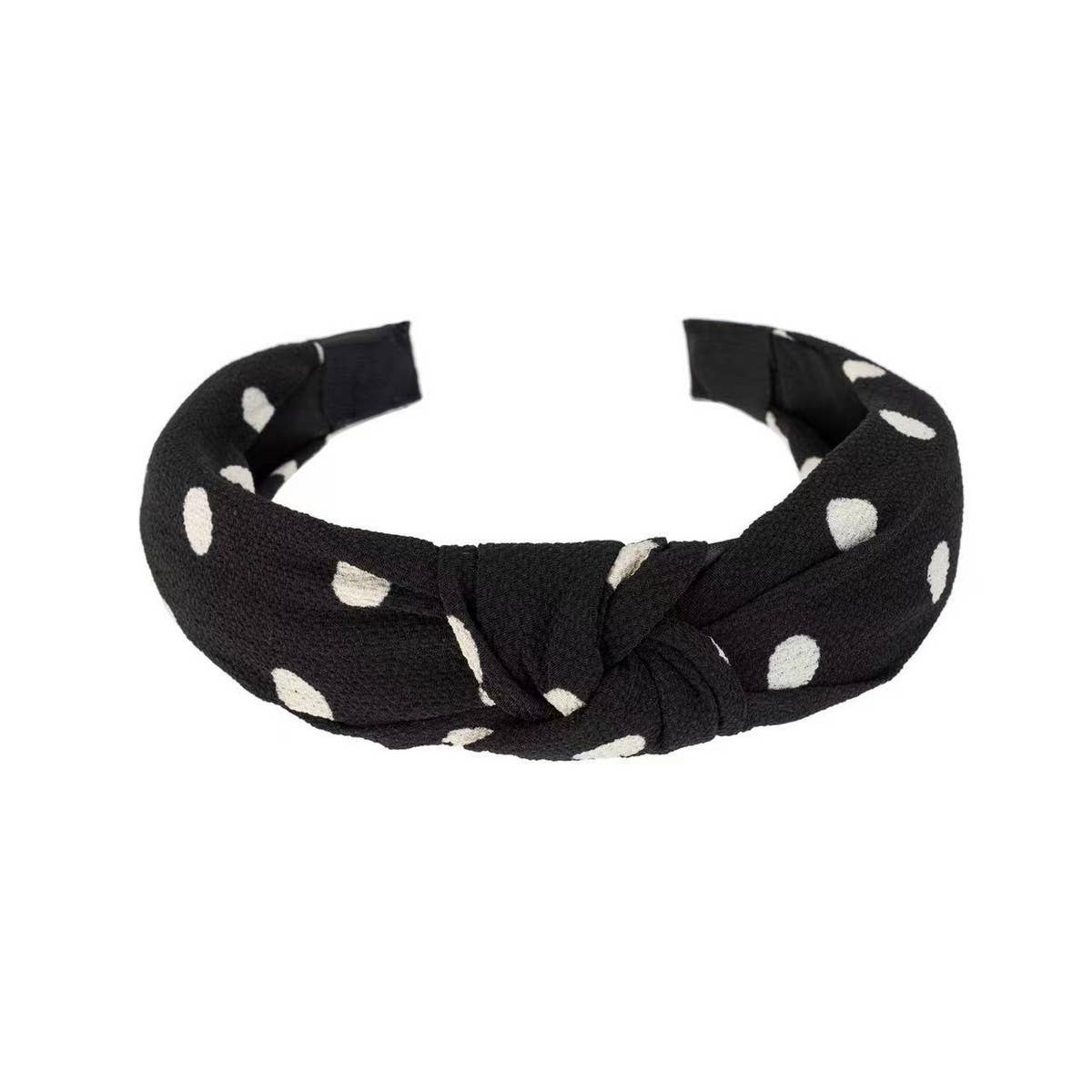 BLACK PRINTED BOW HEADBAND_CWAHA1681