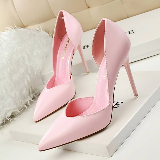WOMEN SHALLOW-POINTED HOLLOW HIGH-HEELED SHOES