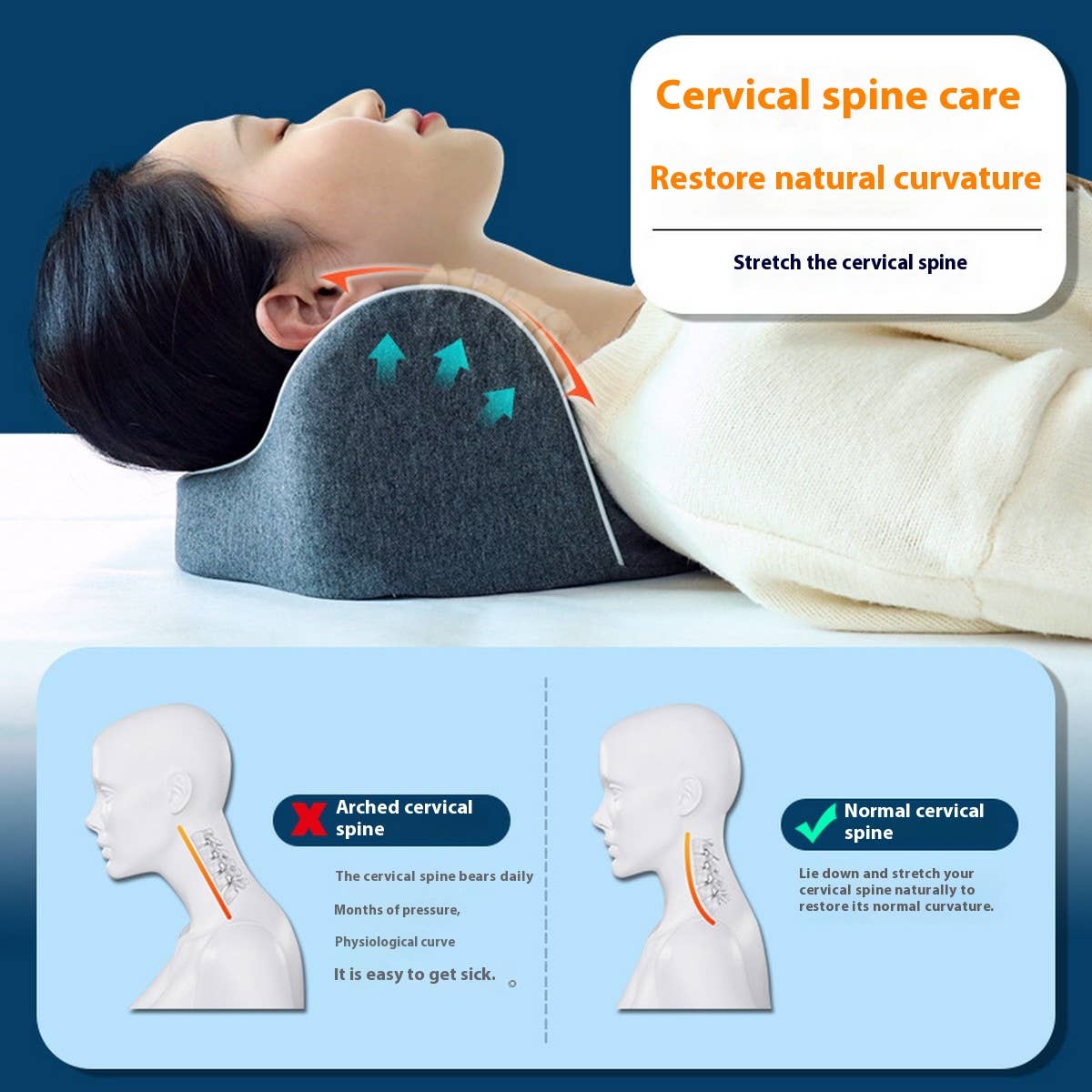 Slow Rebound Memory Foam Neck Pillow, Cotton Cover_CWMM8097