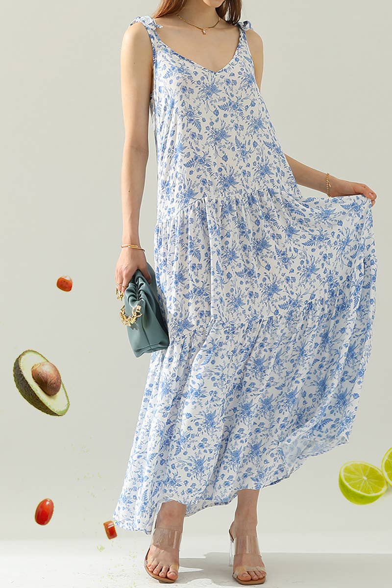 CWDMD543_SLEEVELESS STRAP TIE DRESS