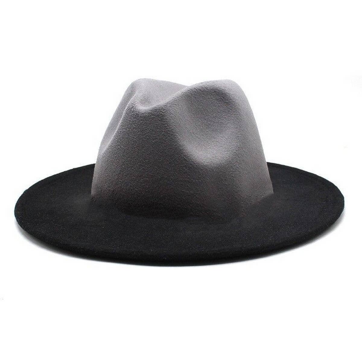 WOMEN GRADIENT TWO-COLOR THICK WOOL FELT HAT_CWAH0816