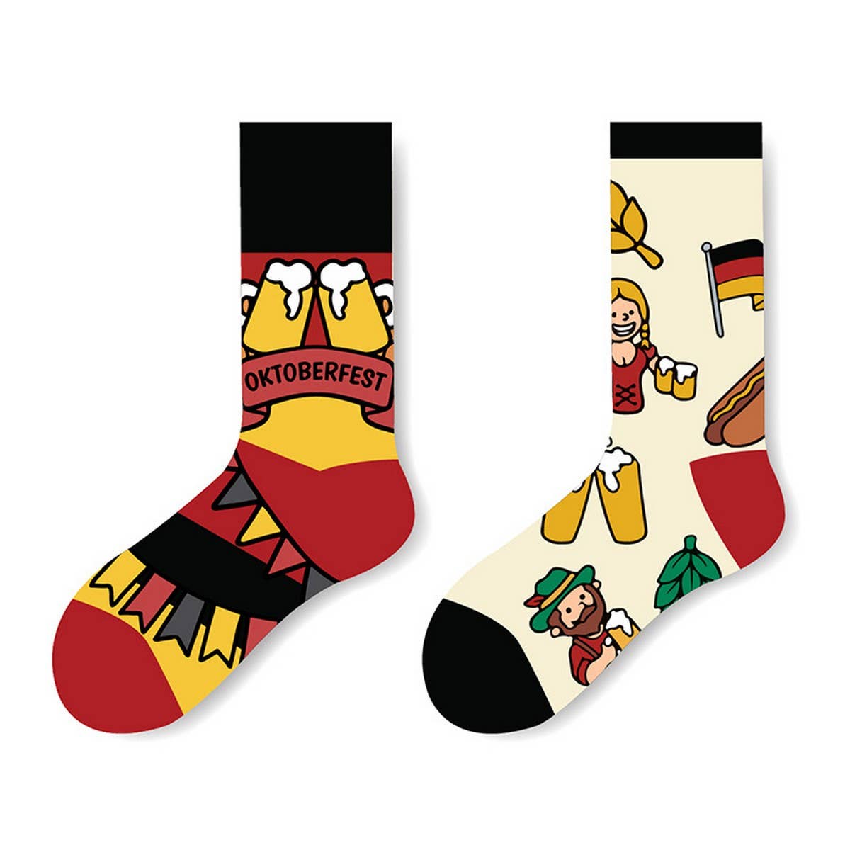 AB SIDE HAMBURGER BEER MID-TUBE TRENDY SOCKS_CWMS1009