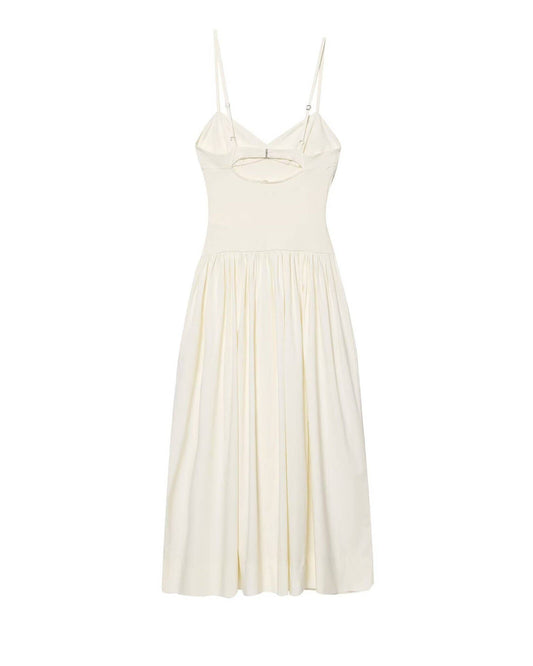 Temperament V-neck halter stitching poplin dress