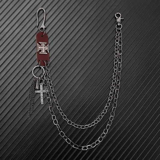 HIP-HOP RETRO CROSS PENDANT PANTS CHAIN