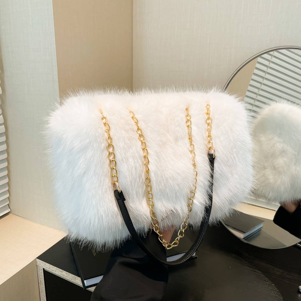 Plush Tote Bag Women Large Capacity Shoulder_CUAB00546