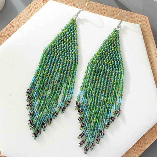 BOHEMIAN TASSELS DANGLE EARRINGS BEADED_CWAJE0754