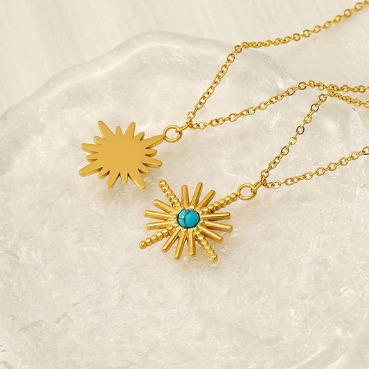 Vintage turquoise necklace titanium steel clavicle chain