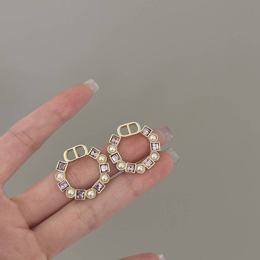 LIGHT LUXURY ROUND RING PEARL EARRINGS