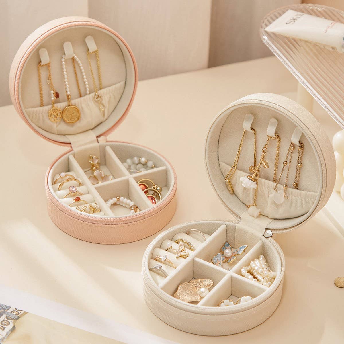 ROUND HIGH-END SIMPLE JEWELRY STORAGE BOX