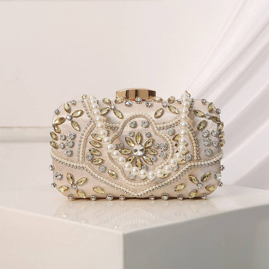 NEW HANDMADE BEADED PEARL VINTAGE HANDBAG_CWAB2488