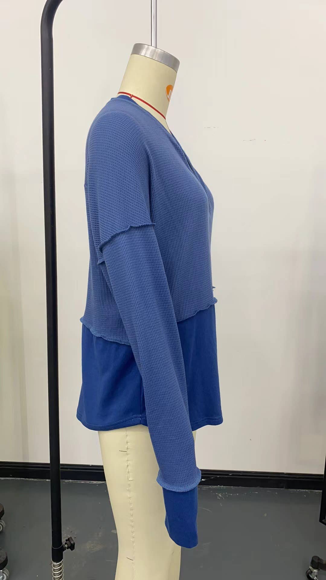 SOLID COLOR LONG SLEEVE PATCHWORK LOOSE HOODIE