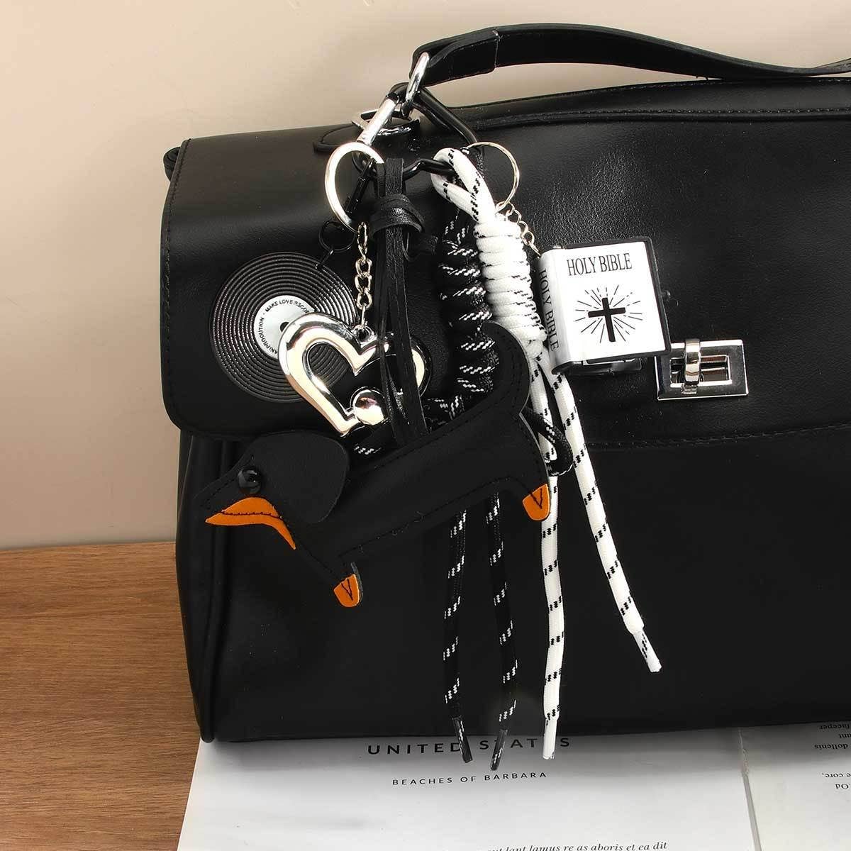Dachshund PU Keychain with Book & Tennis Cord