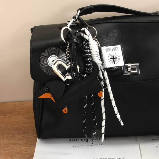 Dachshund PU Keychain with Book & Tennis Cord