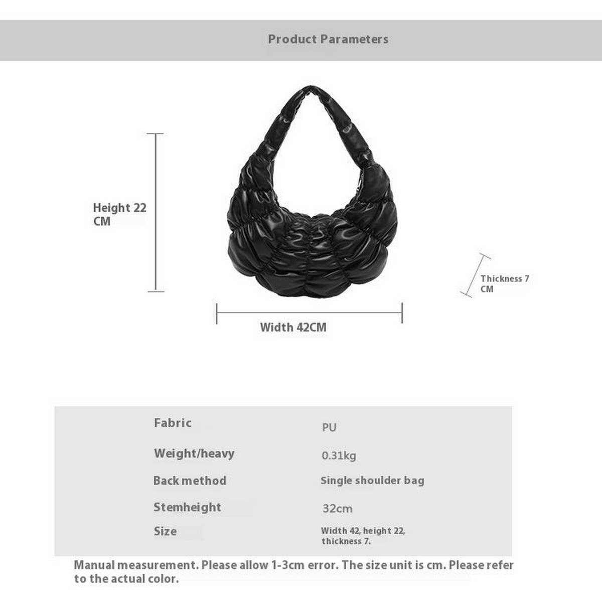 Croissant PU Cloud Bag French Half Moon Handbag_CUAB00475