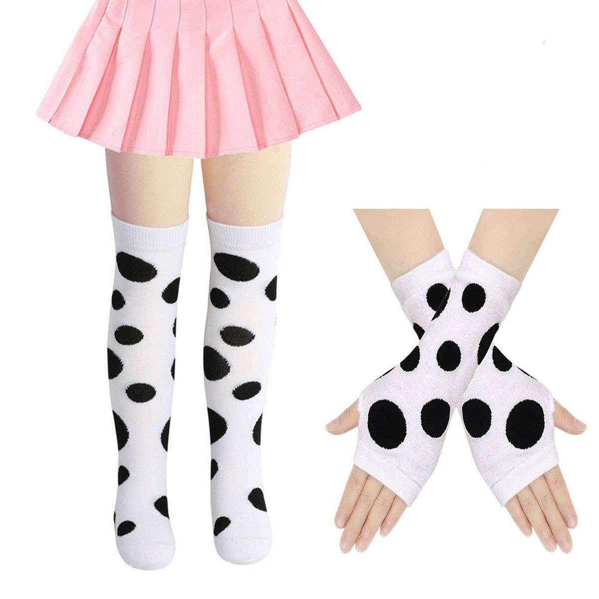 CWMM10070_KIDS POLKA GLOVES &AMP SOCKS SET COSPLAY