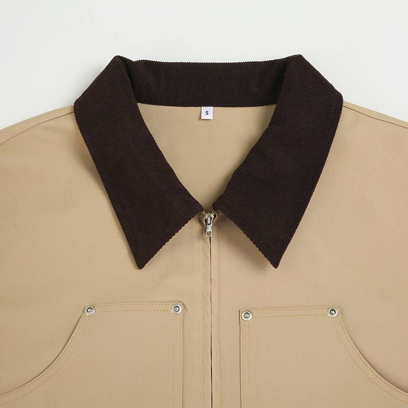 VINTAGE LAPEL CARGO BAGGY ZIP-UP CARDIGAN JACKET