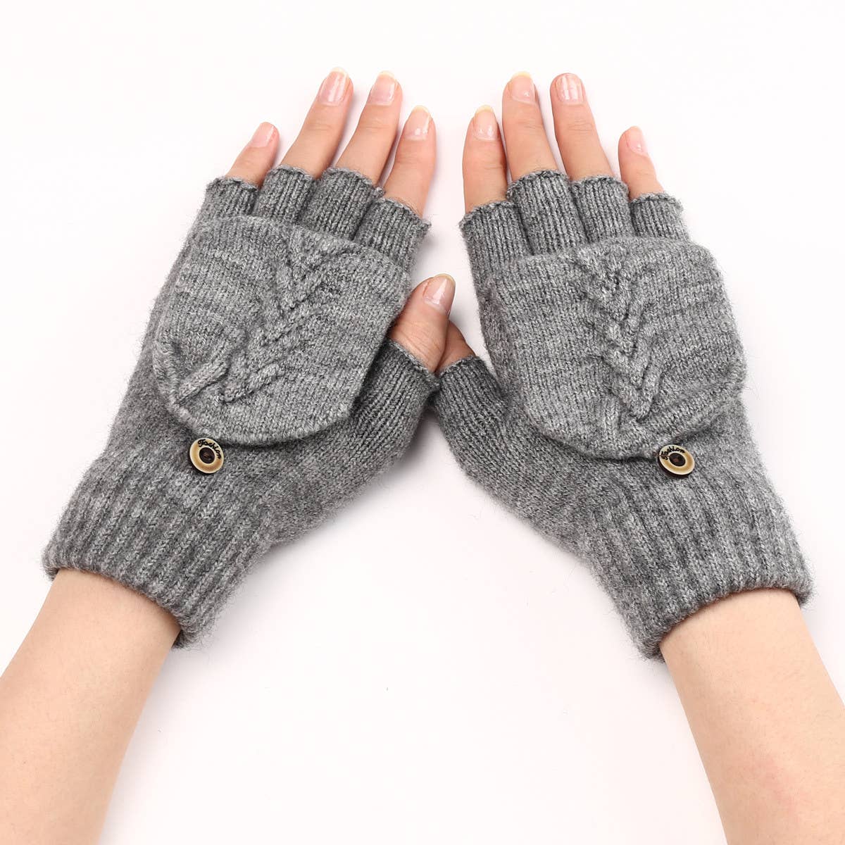 FLAP HALF FINGER WOOL WARM GLOVES_CWAG0098